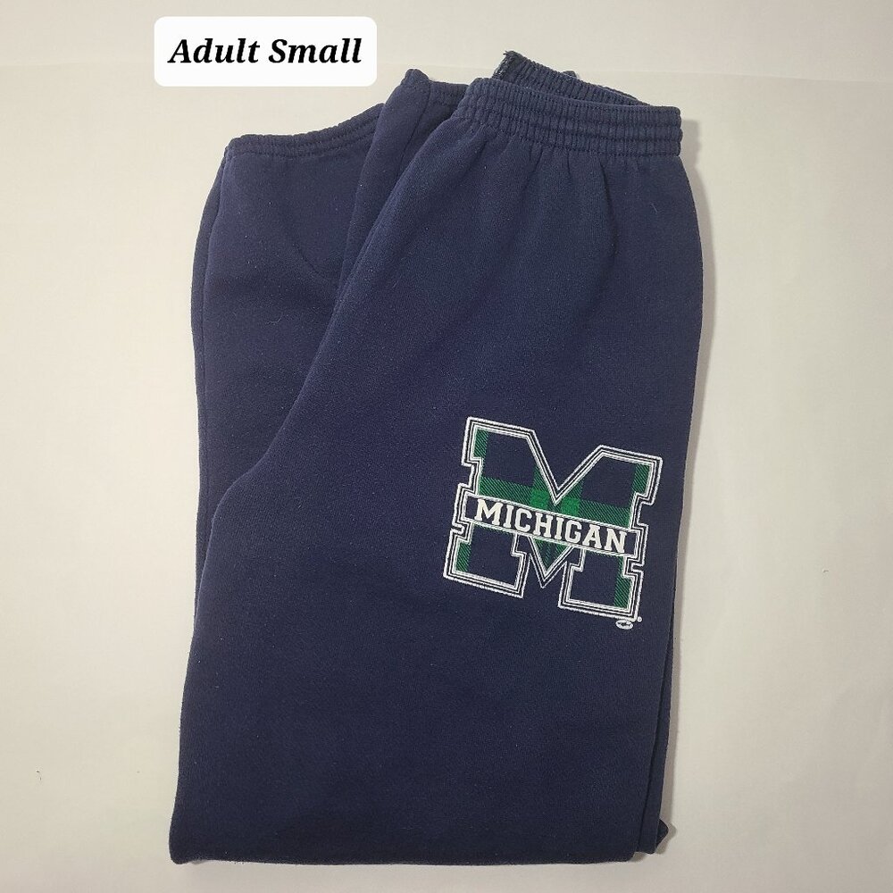 Vintage 90s Michigan Wolverines Adult Small Blue Sweatpants/Joggers Made in USA